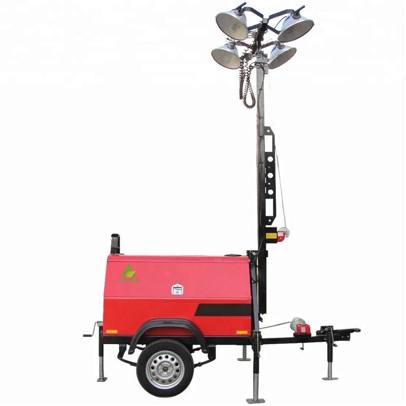 4X500W 5M Tower Flood Portable Light Tower Generator 10KW 9M