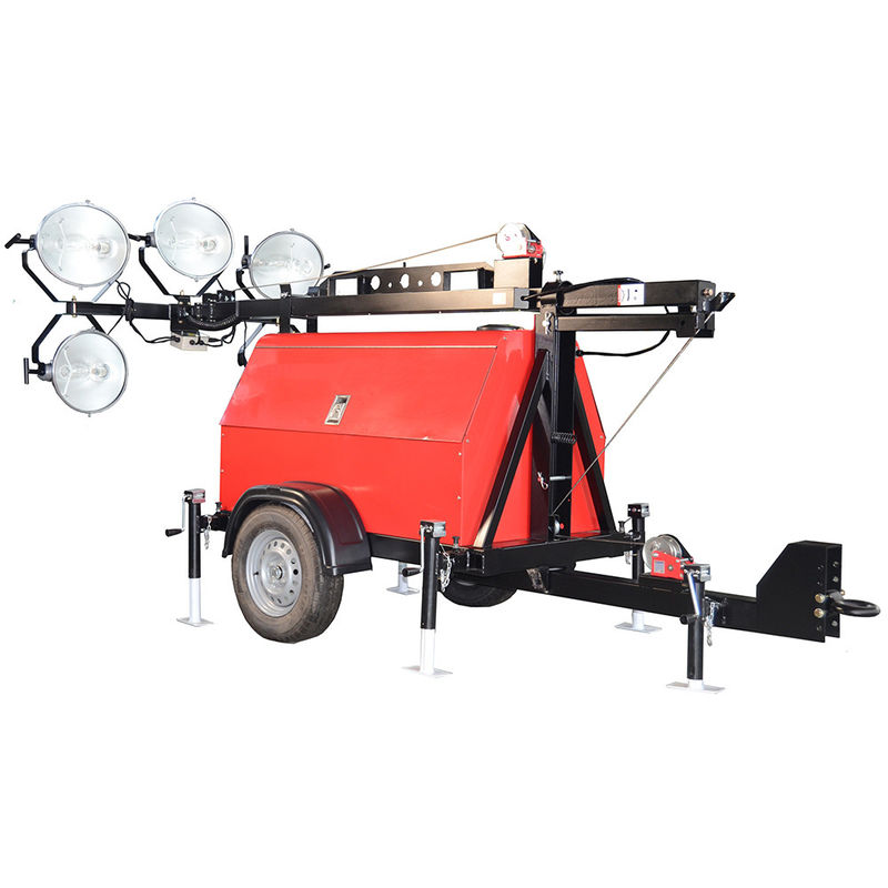 4X500W 5M Tower Flood Portable Light Tower Generator 10KW 9M