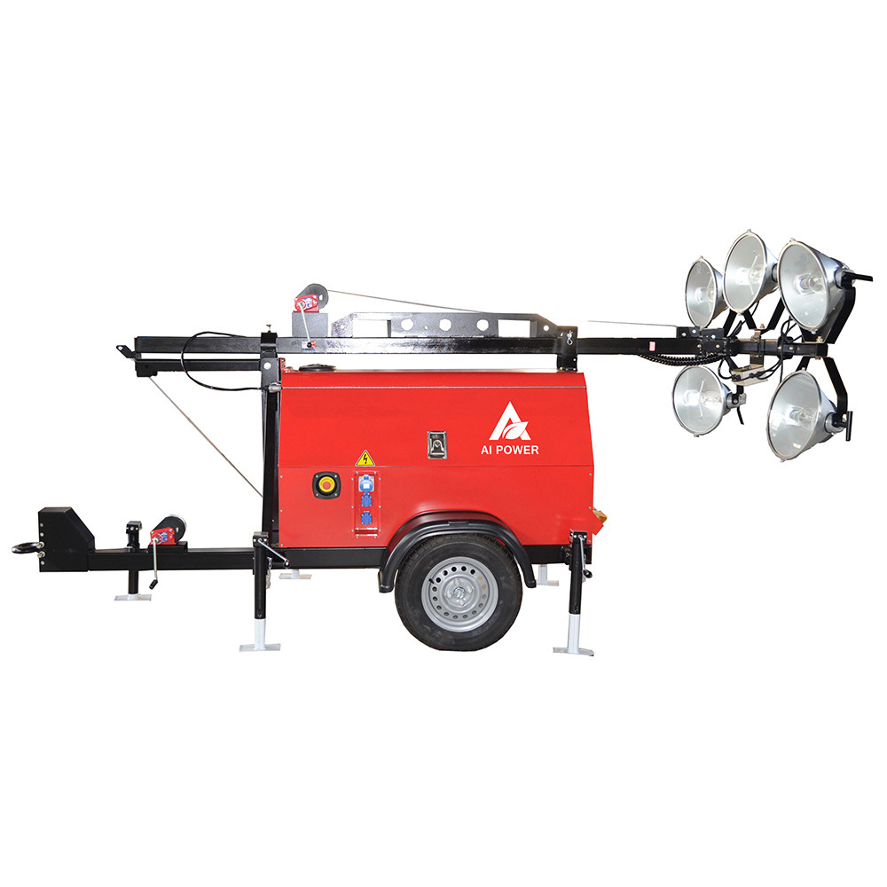 4X500W 5M Tower Flood Portable Light Tower Generator 10KW 9M